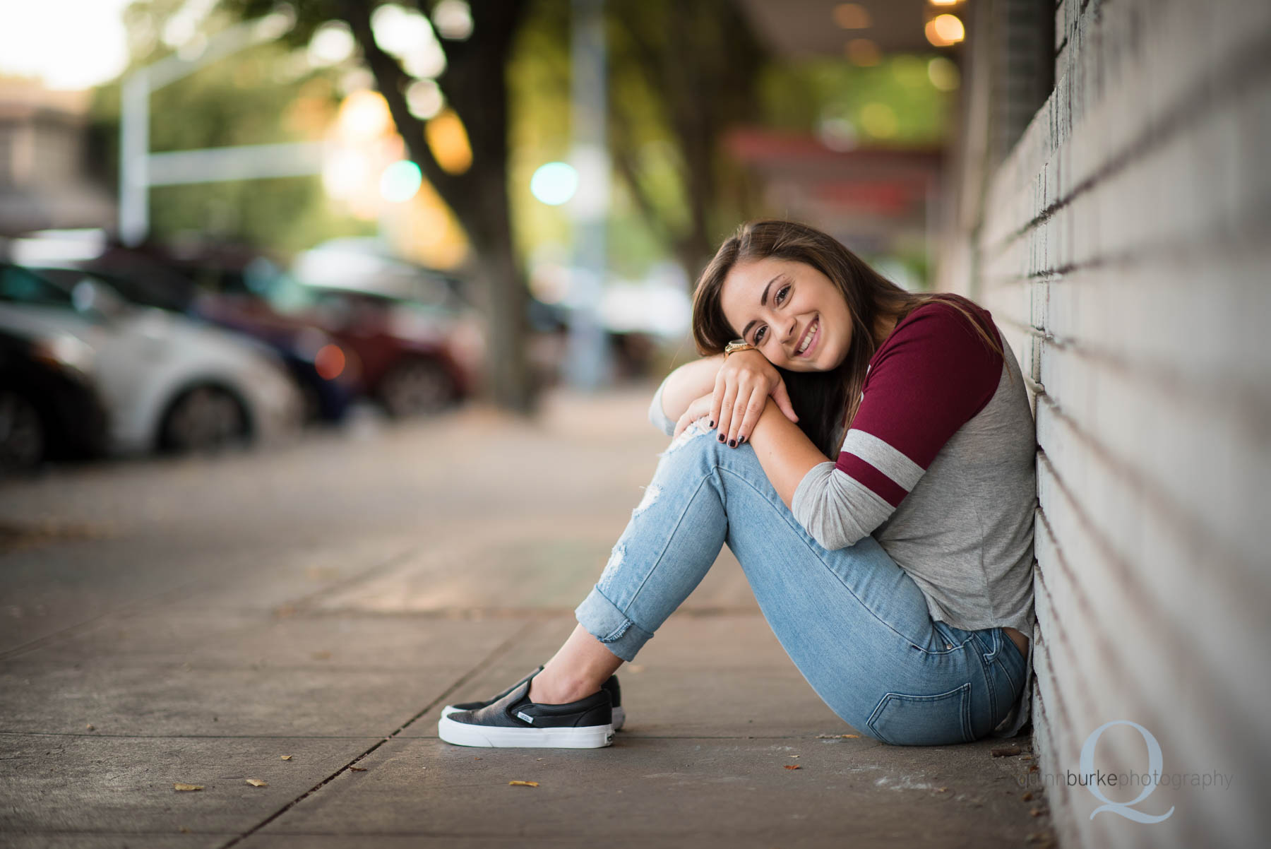 sitting sidewalk senior portrait